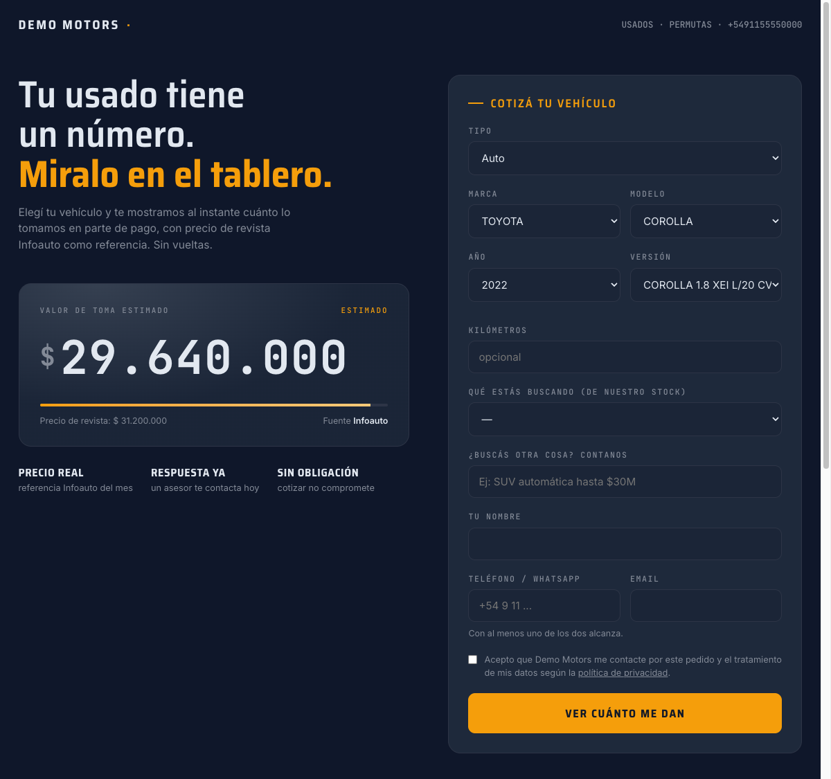 Cotizador Tablero